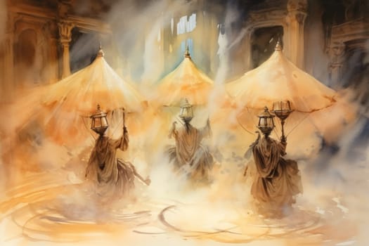 Immerse yourself in the realm of fantasy and behold the awe-inspiring sight of whirling sandstorm djinns.