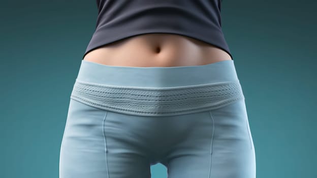 Close up of body of a slender woman in a sportswear.