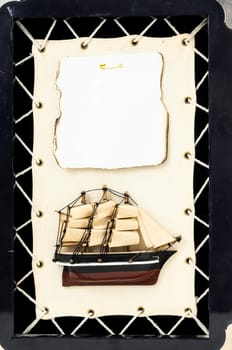 Beautiful Vintage old Wooden Pirate Sail Boat Figurine