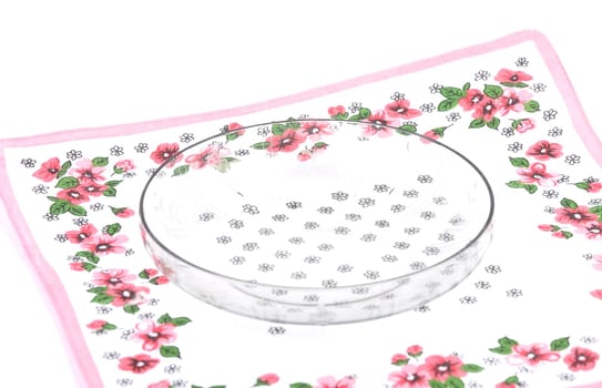 Glass bowl on cloth