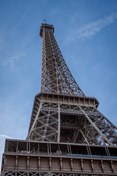 eiffeltower in paris landmark in front of blue sky in spring architecture view