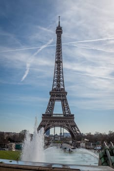 eiffeltower in paris landmark in front of blue sky in spring architecture view