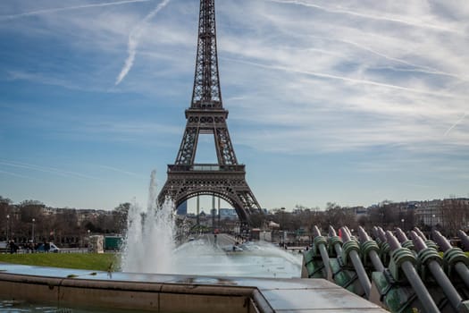 eiffeltower in paris landmark in front of blue sky in spring architecture view