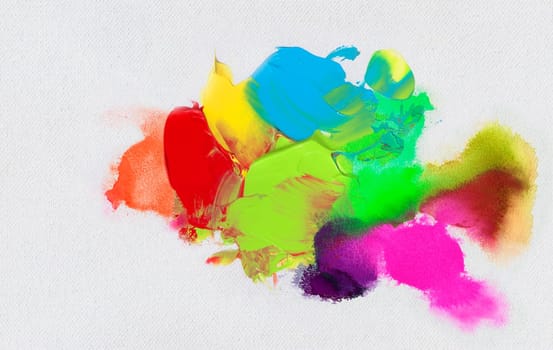 colorful glazing acrylic color layers on canvas structure