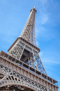 eiffeltower in paris landmark in front of blue sky in spring architecture view
