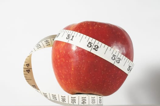 Diet Apple and Meter on a White Background
