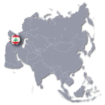 Asia map with Lebanon