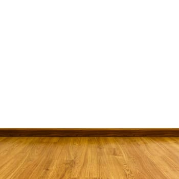 Oak laminate parquet floor with white wall