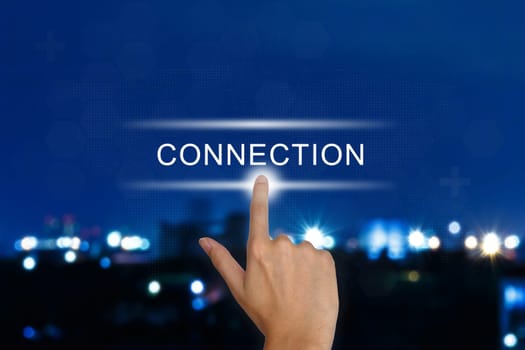 hand clicking connection button on a touch screen interface