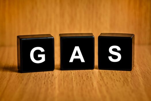 gas text on black block , business concept