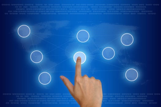 hand pushing on networking concept