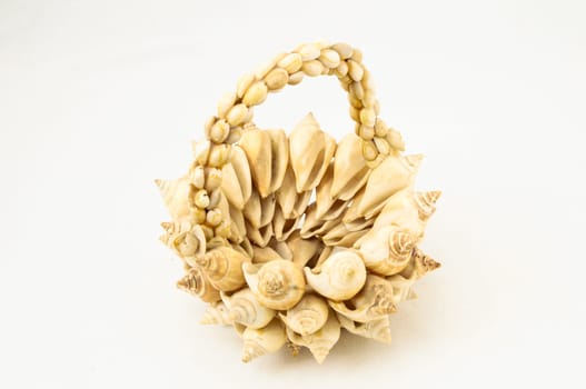 Handmade Textured Shells Vase on a White Background