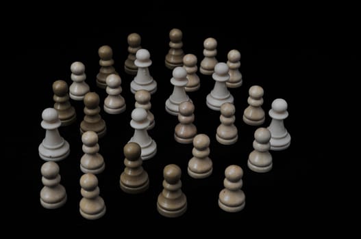 Globe And White Chess on a Black Background