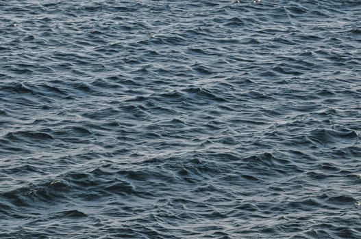 Blue Still Sea Water With Ripple. Natural Background Photo Texture