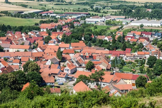 Houses in the centre of the small town of Mühlenberg in Thuringia