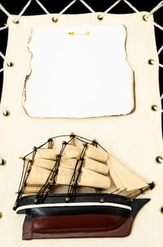 Beautiful Vintage old Wooden Pirate Sail Boat Figurine
