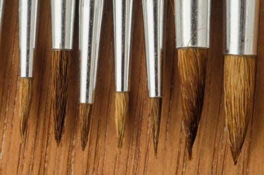 New Wooden Different Paintbrush Set Texture over a Colored Background