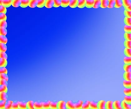 monochrome background with a frame made of plastic balls