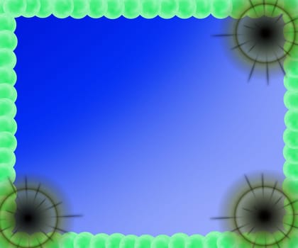 monochrome background with a frame made of plastic balls