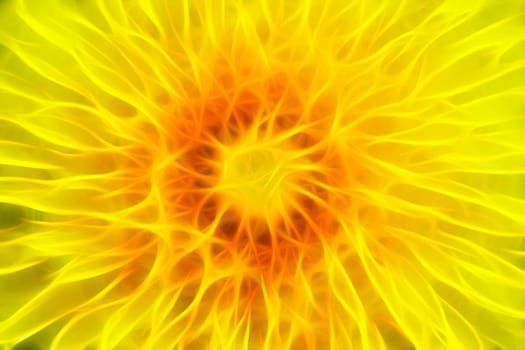 Extreme closeup of the bloom of dandelion