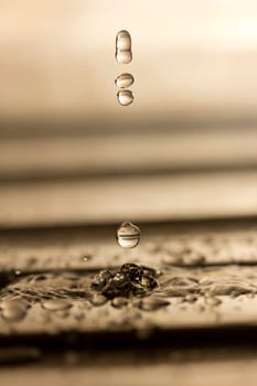 running water with drops