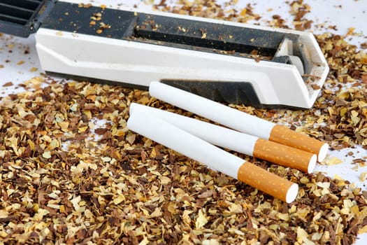 Image of the cigarette making machine and cigarette tube