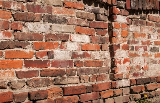 Old weathered grunge brick wall as background