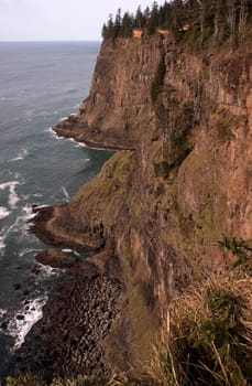 Vertical composition bluff overlook Pacific Ocean