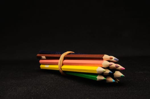 Set of Colored Pencils In A Row