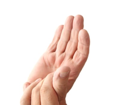 closeup of man with pain in his finger
