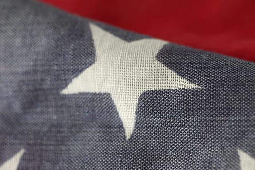 fabric USA flag close up