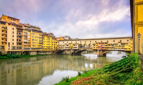 View of famous Ponte Vecchio bridge in Florence, Italy