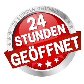 Button with banner " 24 HOURS OPEN """