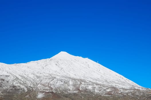 Snow Desert Landscape in Volcan Teide National Park, Tenerife, Canary Island, Spain