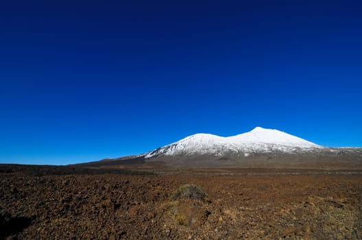 Snow Desert Landscape in Volcan Teide National Park, Tenerife, Canary Island, Spain