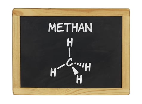 chemical structural formula of methane on a slate