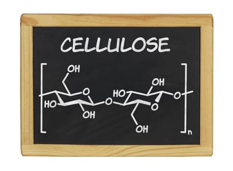 chemical structural formula of cellulose on a slate board
