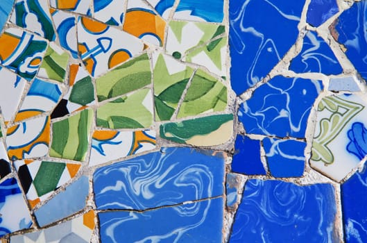 Detailed view of a ceramic mosaic (Barcelona, ​​Catalunya, Spain)
