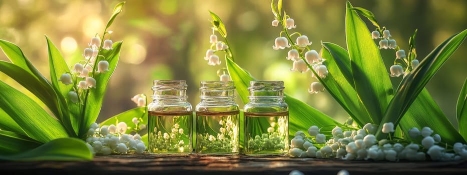 Lily of the Valley Essential Oil in a Small Bottle, Generative AI, nature