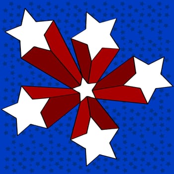 Background illustration showing white stars moving forward and leaving a red trace