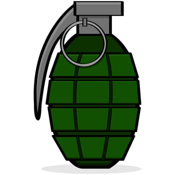 Cartoon illustration showing a green hand grenade