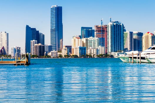 Miami south beach, view from port entry channel, Floride, USA.