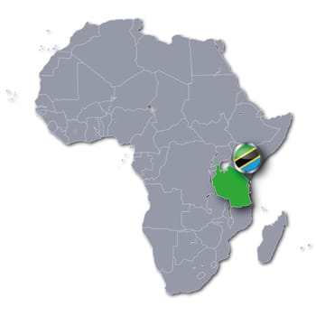 Map of Africa with Tanzania