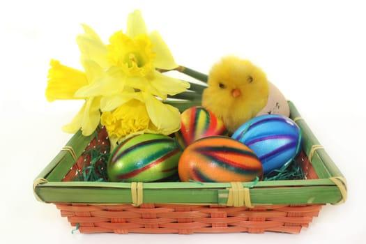 an Easter nest colorful Easter eggs and Easter bells