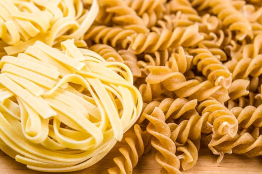set of different pasta, close-up