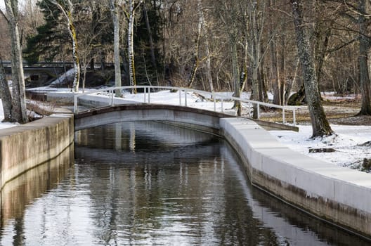 Bridge across the canal in the spring