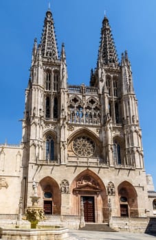 Front portal of the cathedral in Burgos, Spain, which is under protection of UNESCO