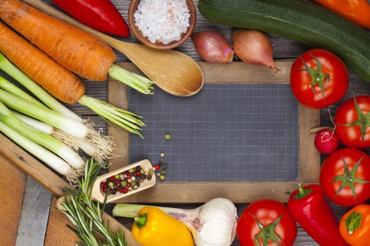 Slate board to describe between ingredients