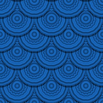Fish scale seamless pattern with blue cirles