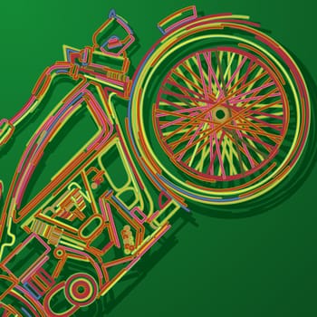 Stylized motorcycle card, abstract art